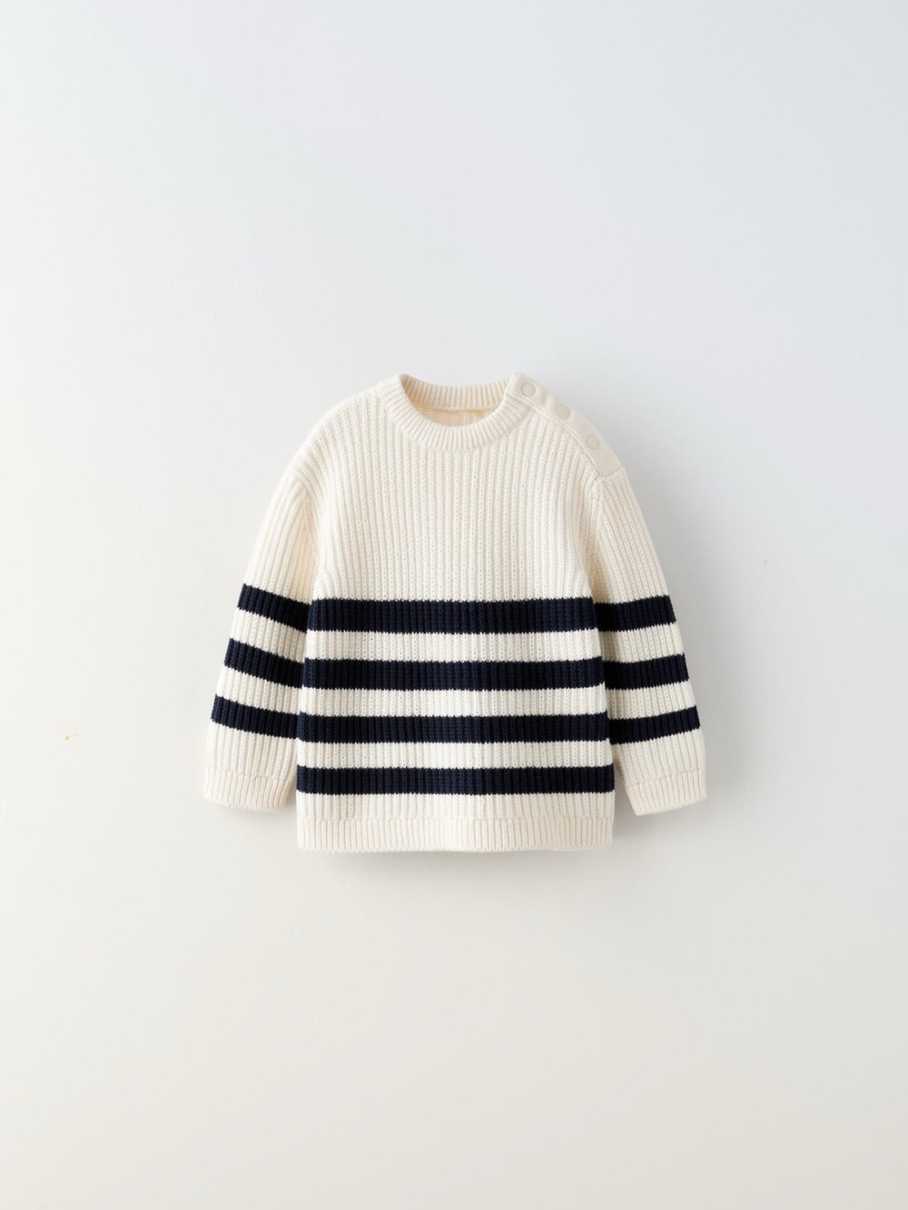 Zara Cream and Black Striped Knit Sweater